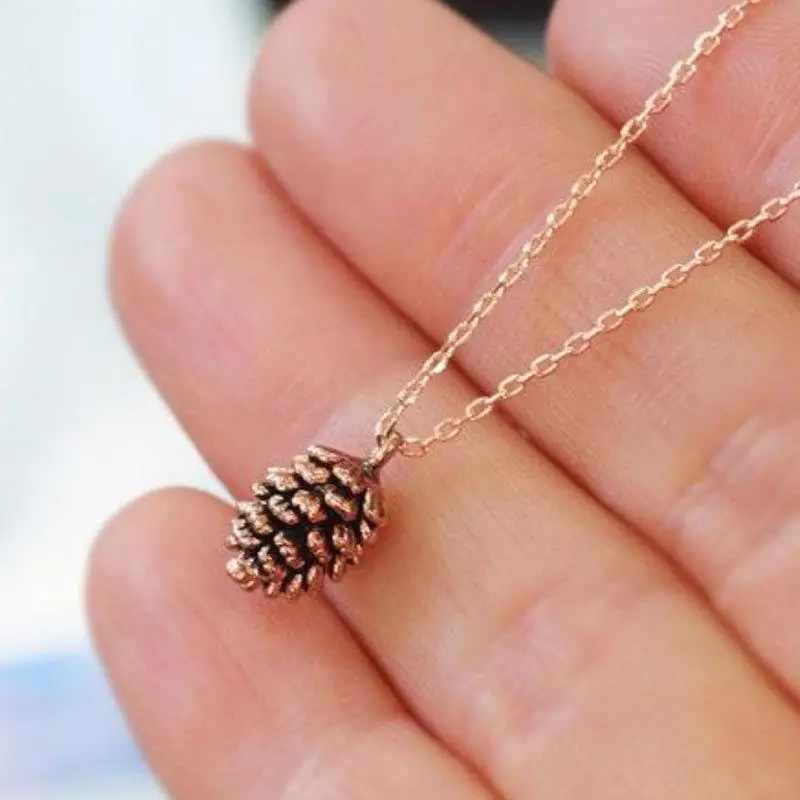 New  Fashion Jewelry Simple Cute Popular Pine Nut Plant Pinecone Pendant Necklace For Women