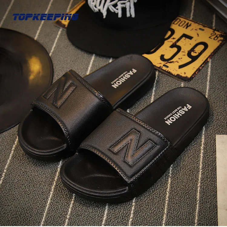 
2E0049 China wholesale summer OEM Custom Logo Black White Footwear beach PVC Men Slide Sandal Slippers 