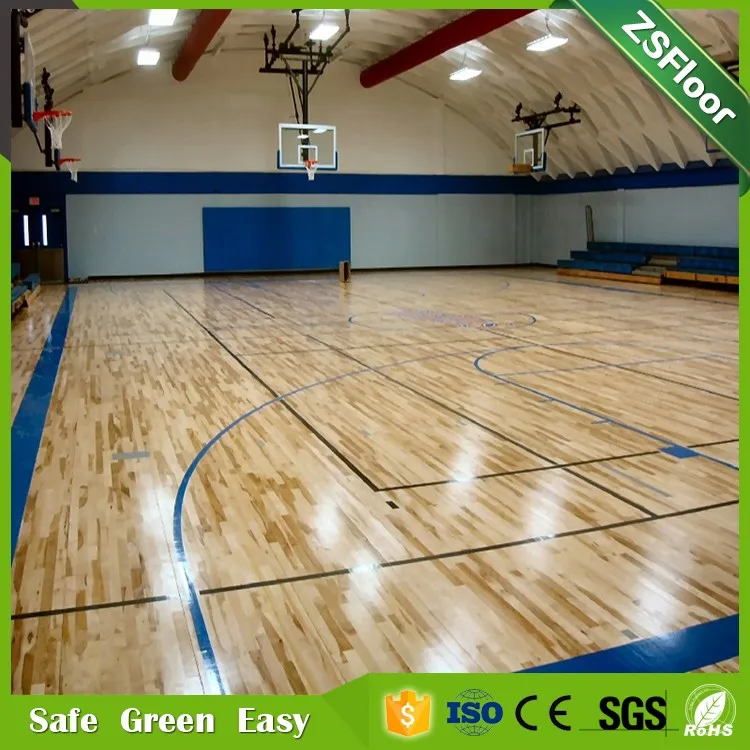 Wood Look Laminated PP  Flooring tiles for Professional basketball court