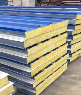 Decorative Color Steel Fire Proof Sound Proof Sandwich Panel Prefab Houses Rock Wool Exterior Wall Panels