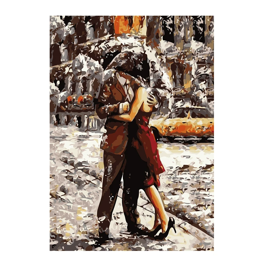 Customize painting according to numbers Embrace each other in the rain 40*50CM DIY oil painting by numbers