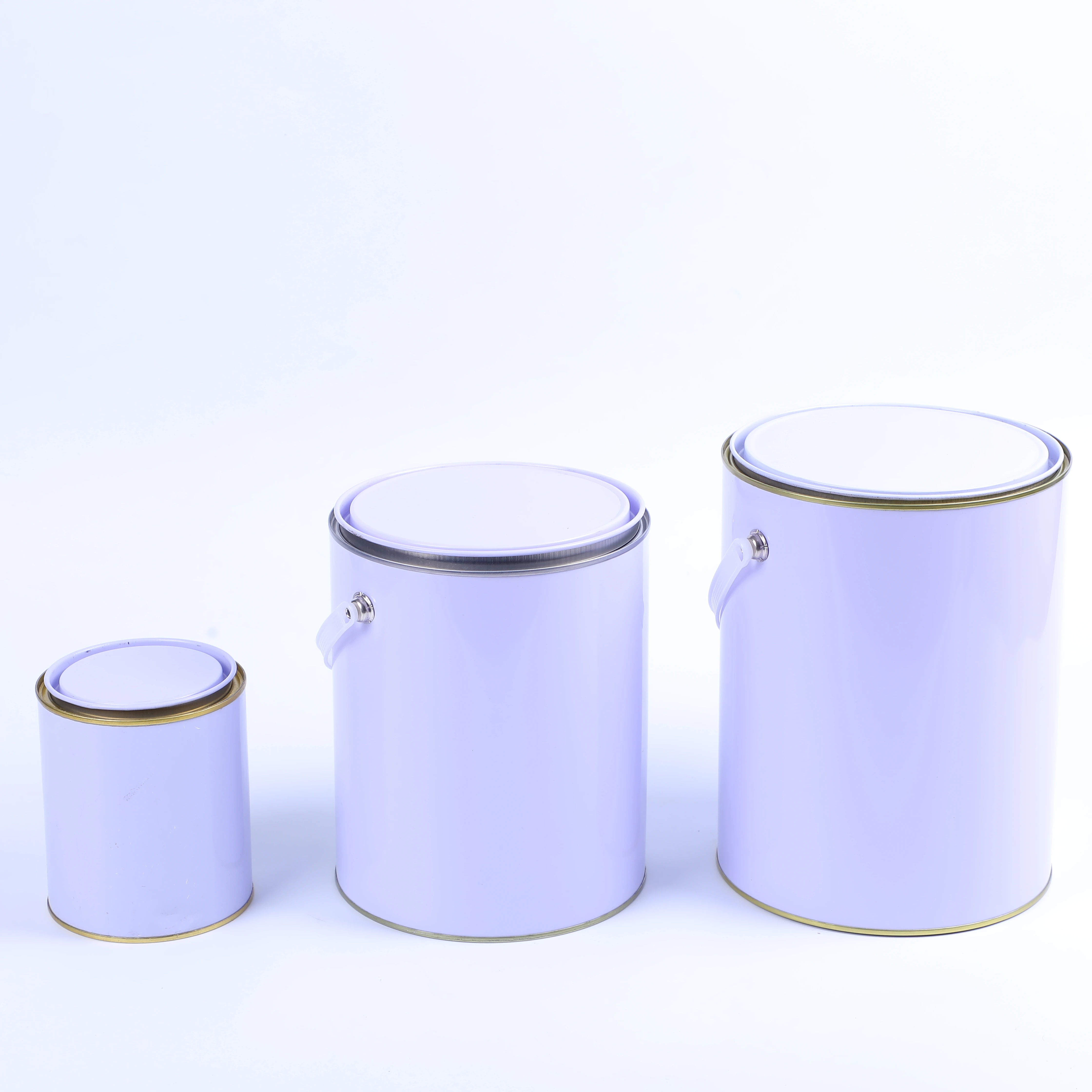 
5L small round paint tin can container press tin can with lid 