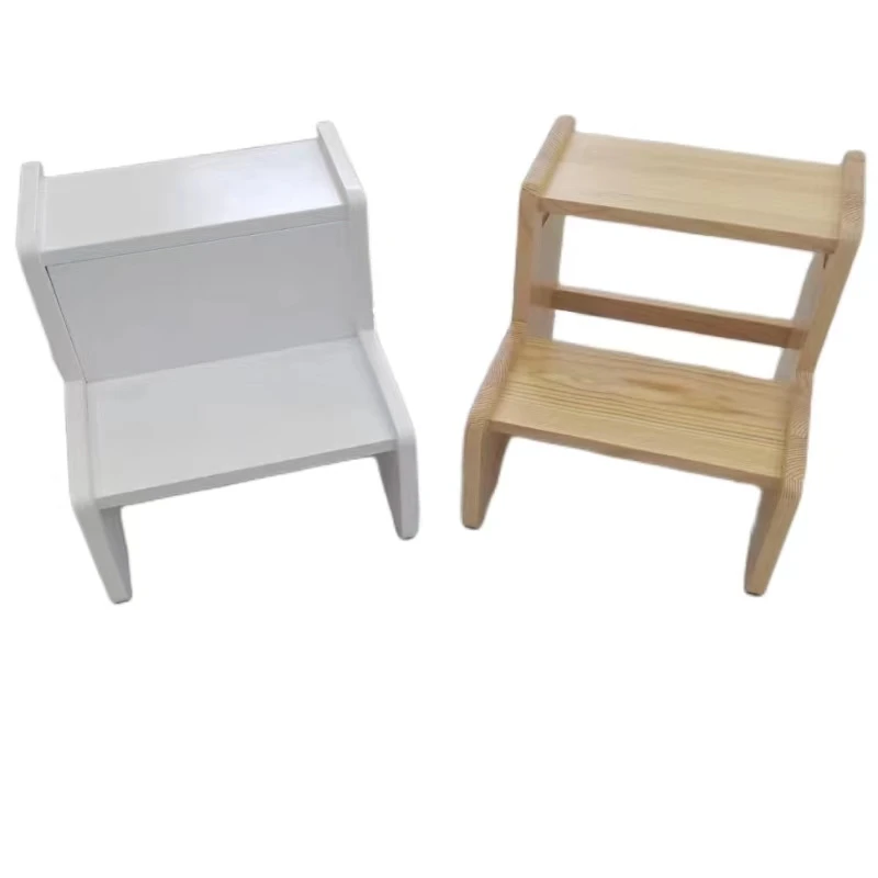 Factory Price Adjustable Two Step Wooden Stool Two Climbing Ladders Wooden Toddler Step Stool for Kids