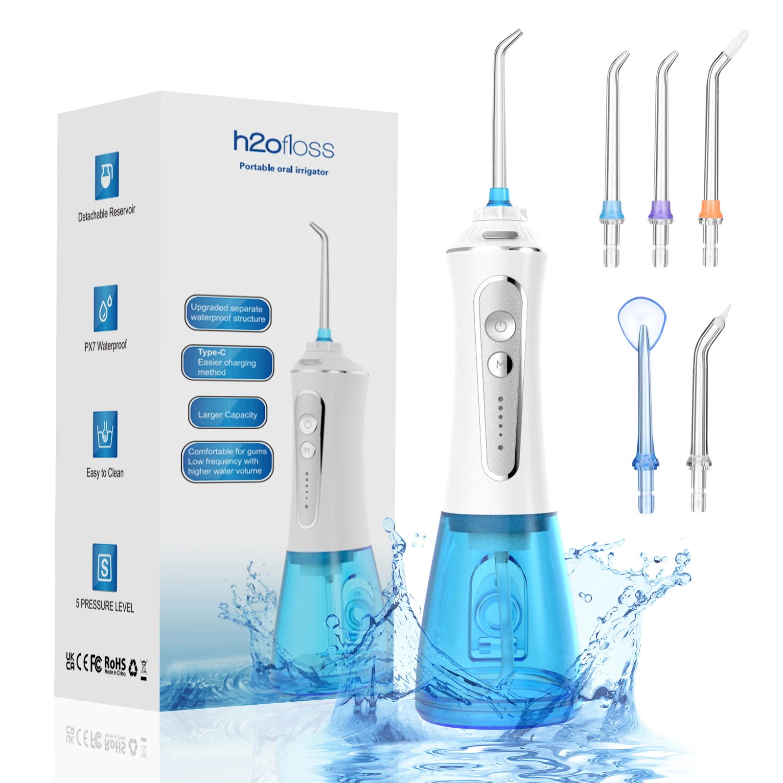 H2ofloss 2023 New version Type-C rechargeable water floss Electric cordless oral irrigator teeth cleaner