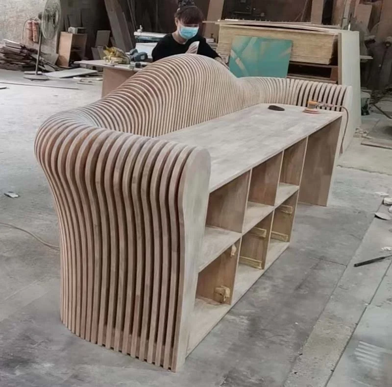 Parametric furniture design and productioncustomized wooden front desk reception counter