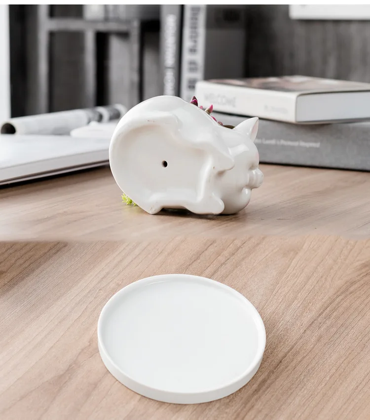 Cut Animal  Green Flower Pot Ceramic Vase Planter Desktop Ornaments Home Decor Garden Pot Succulent Plant Pot