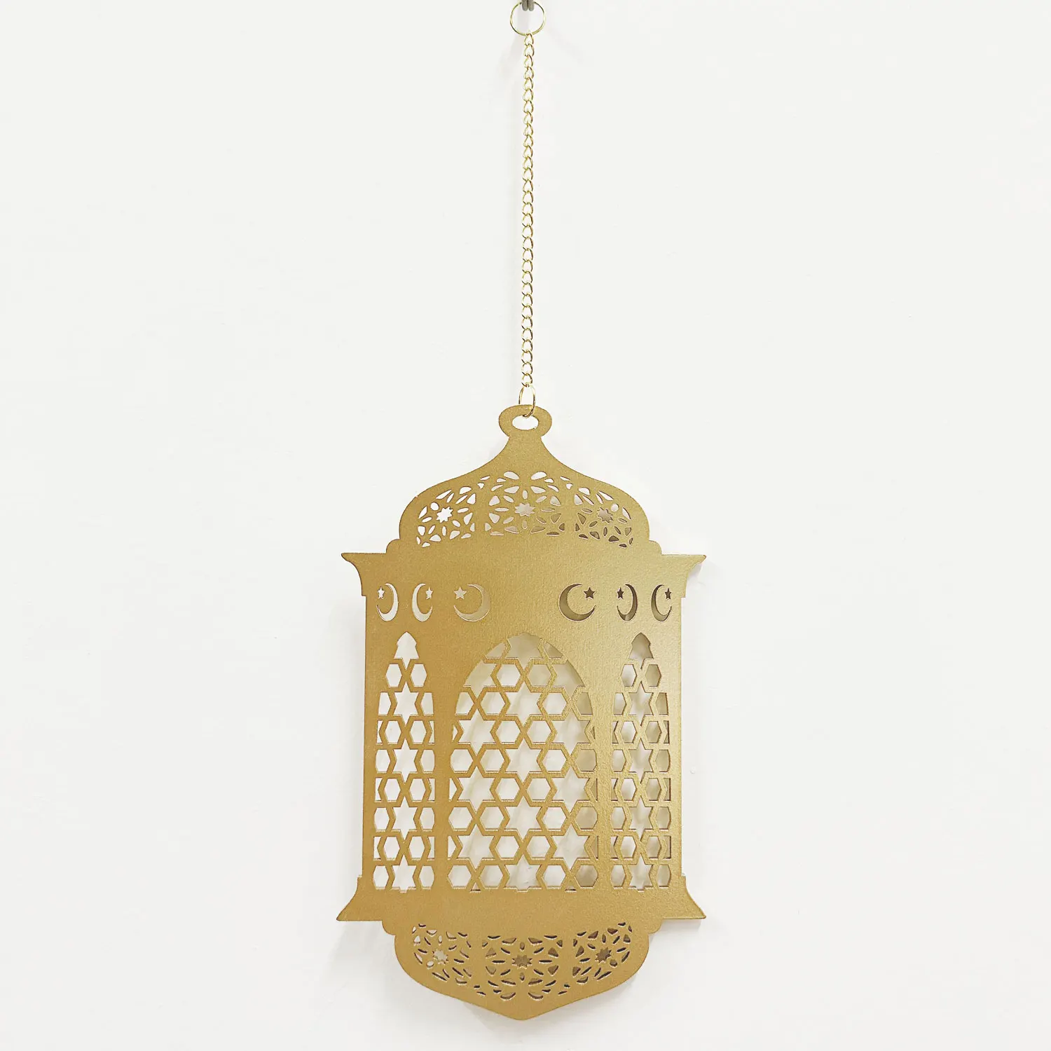 Muslim Ramadan Gifts Gold Painted Islamic Wall Ornament Eid Mubarak Wood Lantern Sign