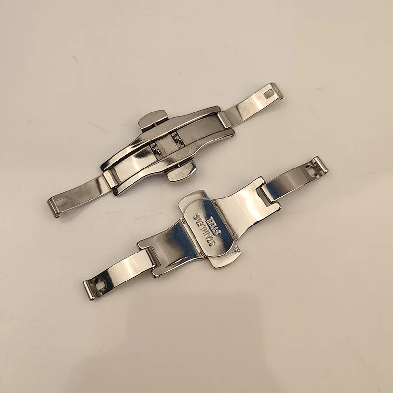4 5 6mm Stainless Steel Watch Clasp For Longines Double Push Butterfly Watch Band Silver Buckle for Button Accessories