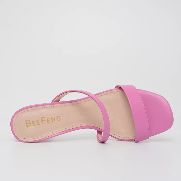 Quality Assurance Fashion Custom PU High Heeled Slide Sandals For Women, Open Toe Thin Two Strap Dress Shoe for Summer