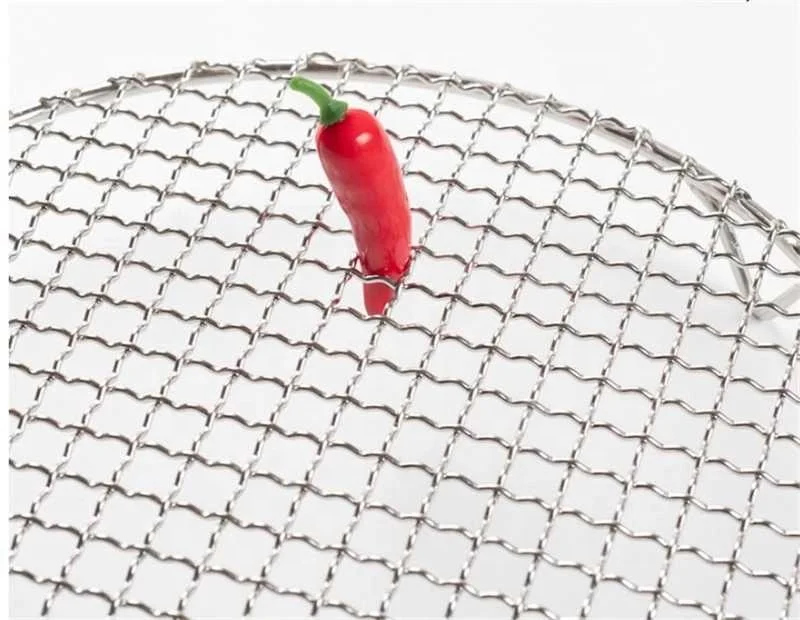 304 stainless steel round grill net with foot barbecue BBQ meshes Cooling Rack steam baking rack Camping Outdoor Mesh Wire Net