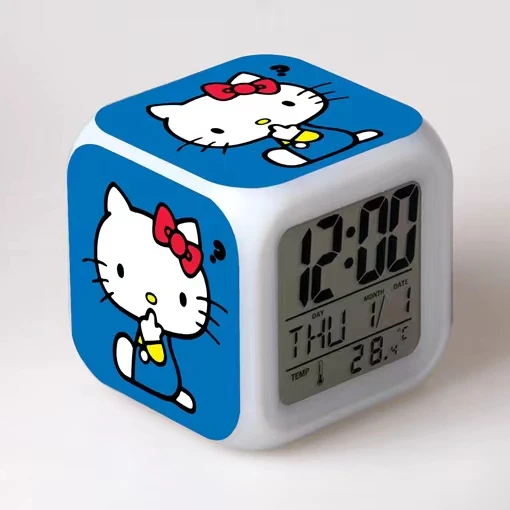 Hello kittyi girls wake up light kids digital alarm clock button batteries HK usb bed alarm clocks