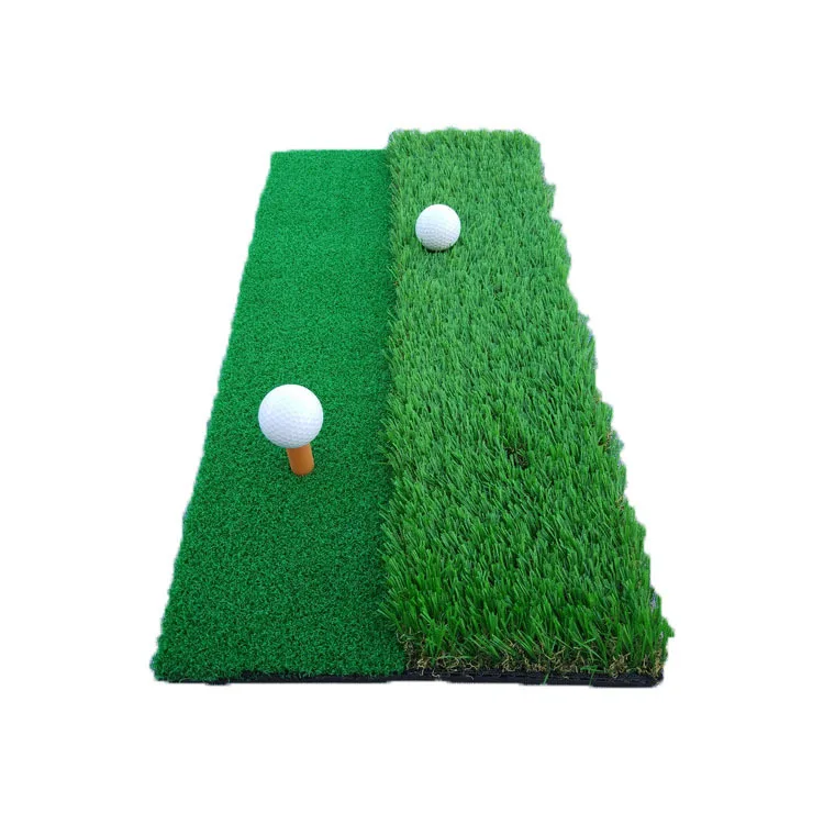 Golf Swing Club Trainer with Non-Slip Bottom Long Grass & Double Grass Hitting Mats for Real Greens Training