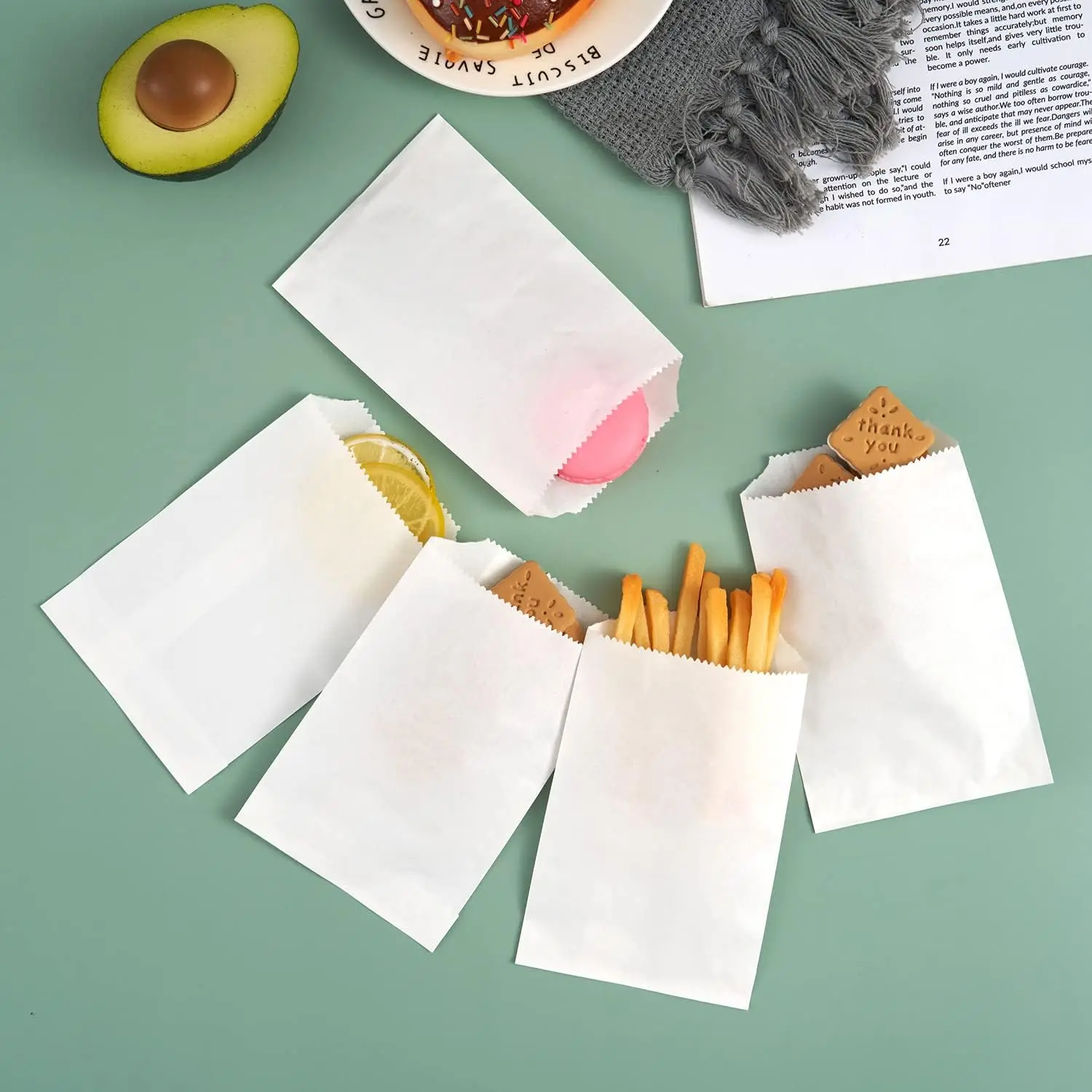 4 X 6 Inch Baking Sandwich Soap Packaging Biodegradable Grease-Proof Kraft Paper White Single Cookie Bags
