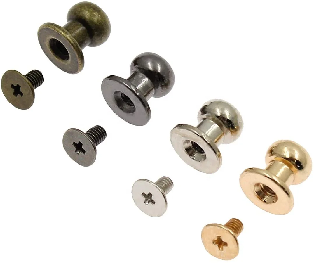 Various Sizes Purse Handbag Brass Flat Studs Rivets Belt Screw Back Spike Metal Rivet for Shoes