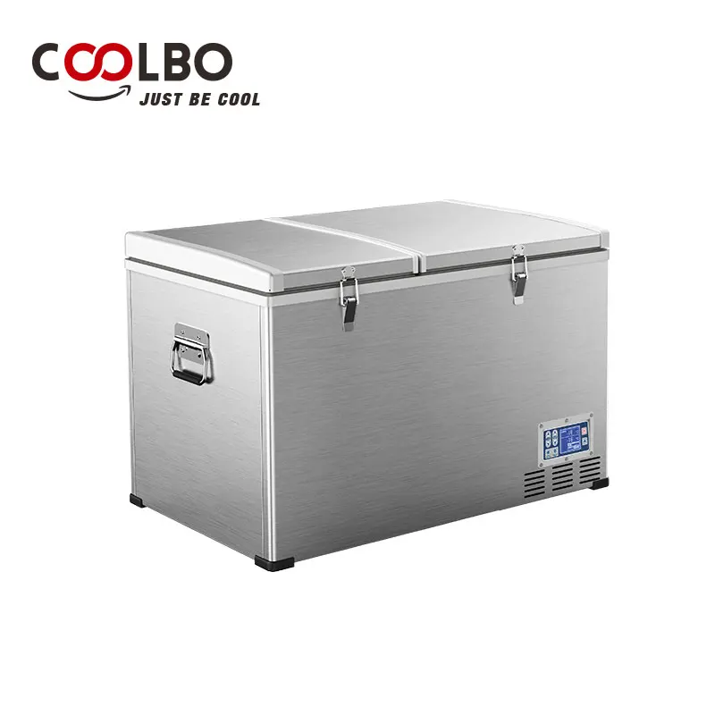 Double Door Horizontal Fridge Double temperature RV Fridge DC 12/24V Double Control Auto Car Fridge BCD100