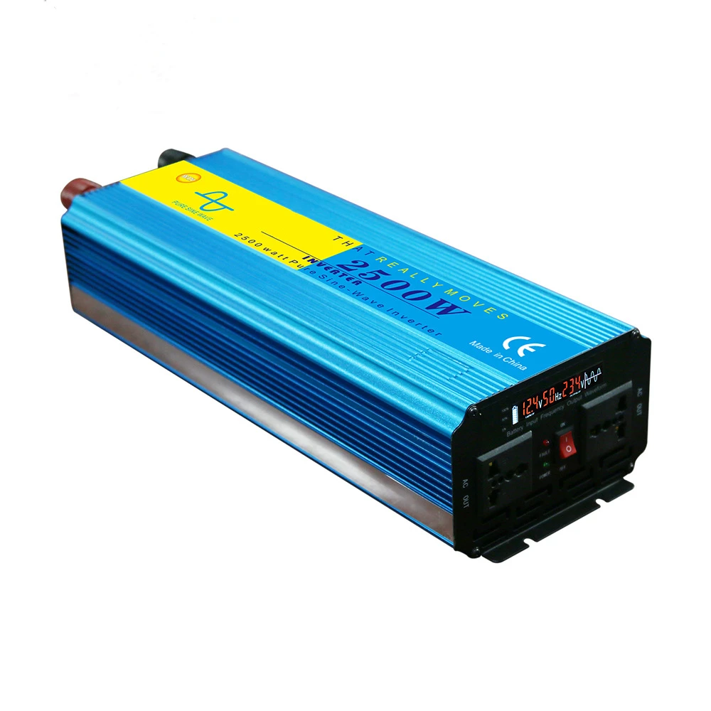 Factory Outlet Dual Input Voltage Off Grid Power Inverter 2.5KW DC 12V To AC 220V Blue Solar System Pure Sine Wave Inverter