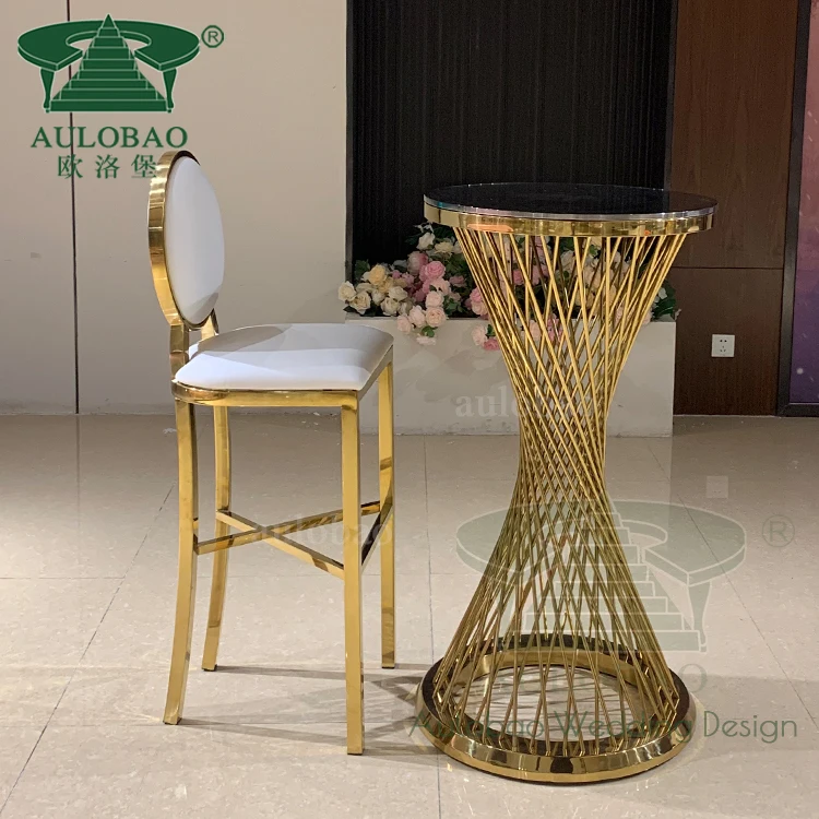 Night club furniture golden leg party bar stools modern