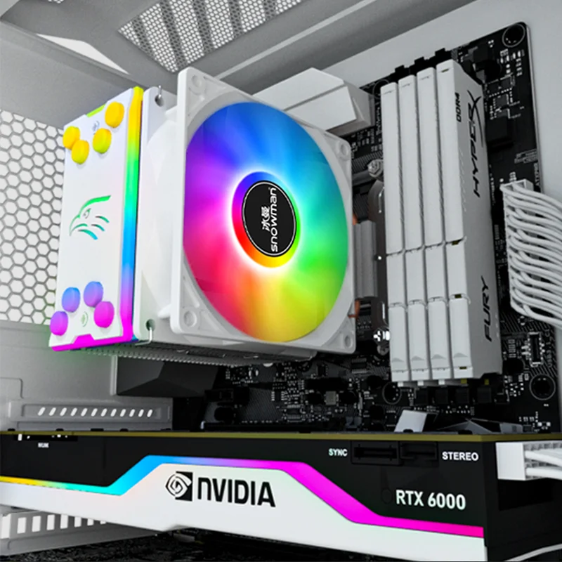 SNOWMAN Hot Sales 4 Heat Pipes CPU Cooler ARGB 4 Pin PWM PC Cooler CPU LGA 1700 1366 1200 2011 115X  AM5 AM4 CPU Fan Cooler