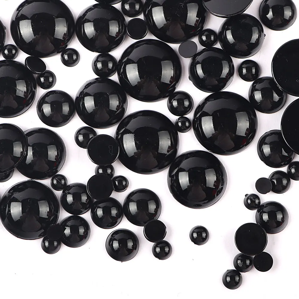  5-20mm ABS Half Round Pearls Beads Nail Art Decoration Resin Glue On Rhinestones