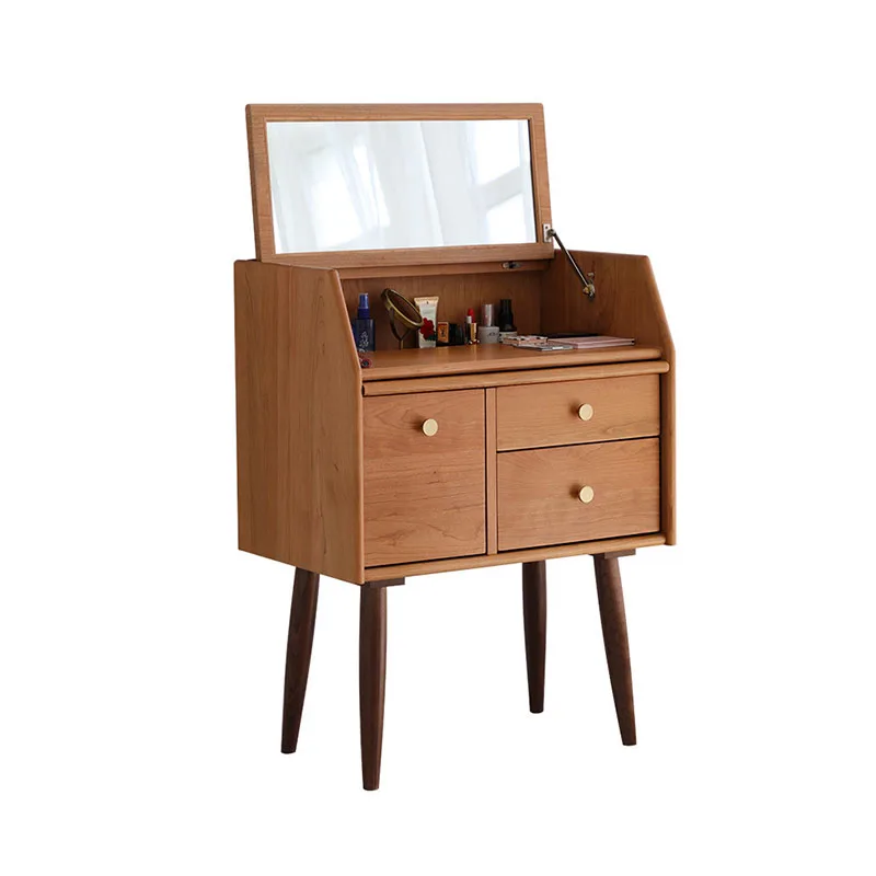 Nordic cherry wood small apartment modern simple bedroom dresser fashion design solid wood makeup table