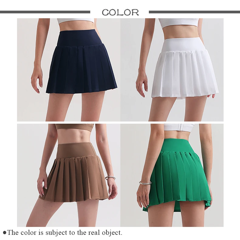 Female Sexy Two Piece Skirt With Pockets For Running Tennis Anti-Peeping Quick Dry High Waisted Yoga Pleated Skirts Women