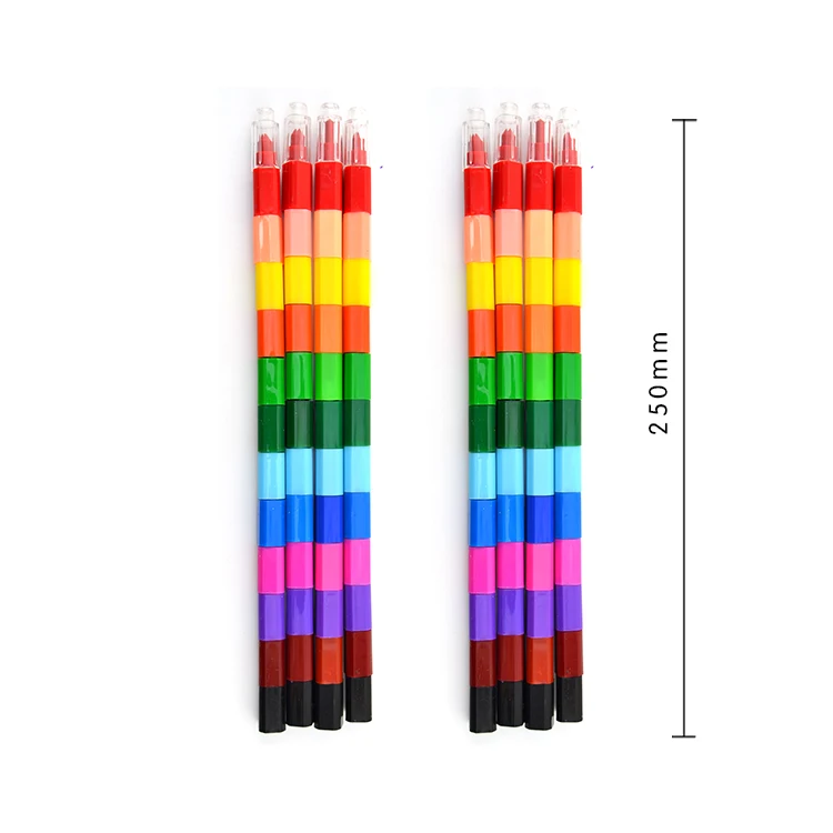 Оптовая продажа укладки 12 цветные мелки стекируемые сборная детские карандаши для рисования цветной карандаш детей школьного