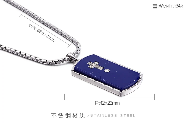 KALEN Black Men Dog Tags Stainless Steel Pendant Necklace