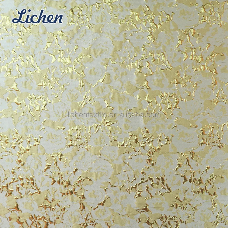 Designer American style gold glitter 66%Polyester 34%Metallic jacquard embroidery fabric for suit