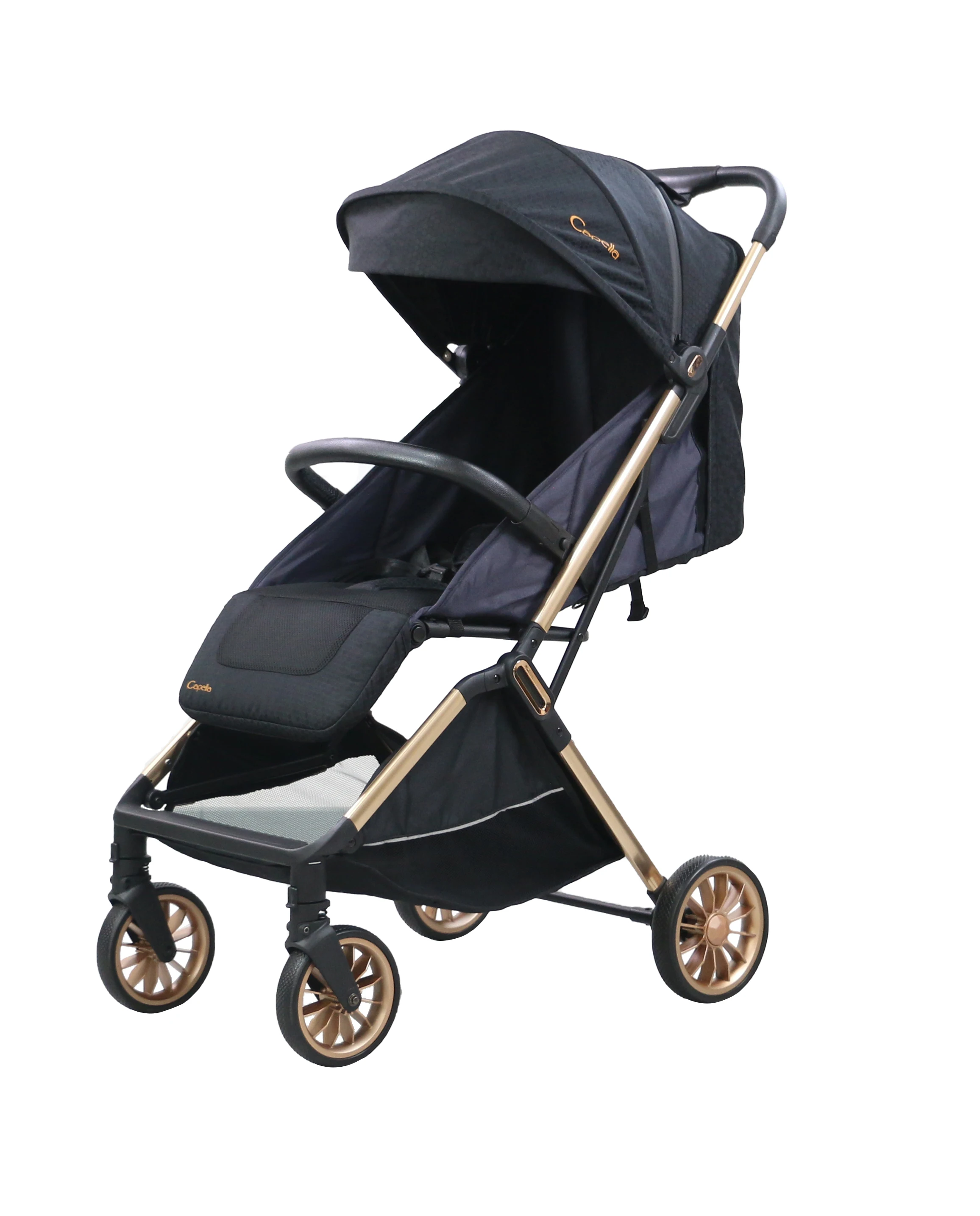 Cool Black X9 Stylish Foldable Boarding Baby Pram Stroller With Full Sunshade