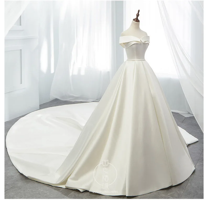 2023 New Custom Size Elegant Satin Wedding Dresses Simple Princess Bridal Gowns