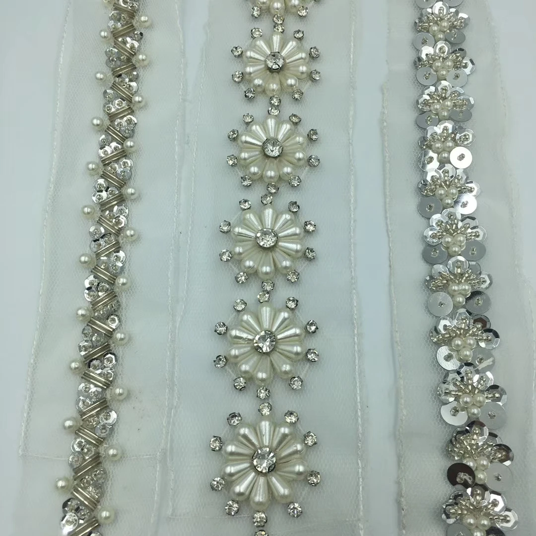 High Quality 5-50MM Diy Chain Lace Many Style With Pearl Beaded for Garment  Cloths