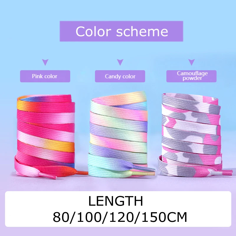 Flat Rainbow Color Shoe Laces Casual Canvas Shoes Colorful Shoelace Print Gradient Sneaker Laces Kids Adult Unisex Shoelaces