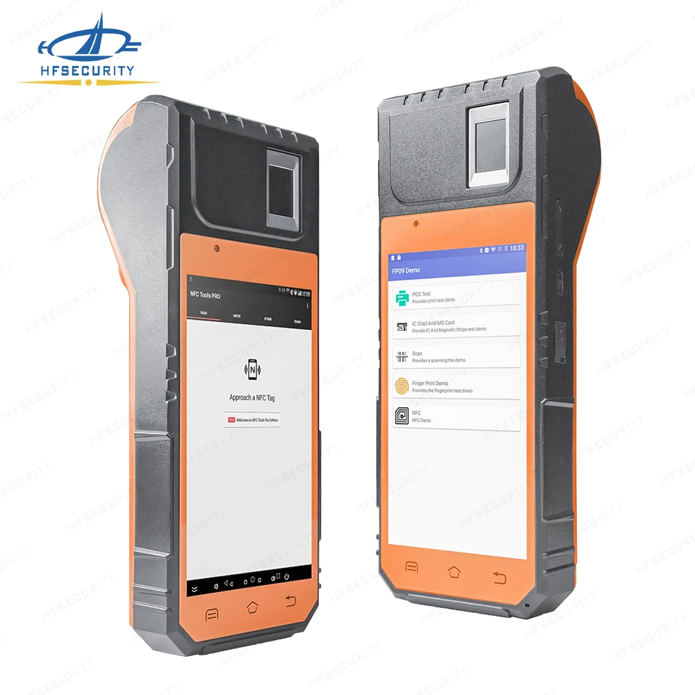 HFSecurity FP09 Android 11 4G Biometric Thermal Printer Barcode Scanner POS Terminal with Fingerprint Reader
