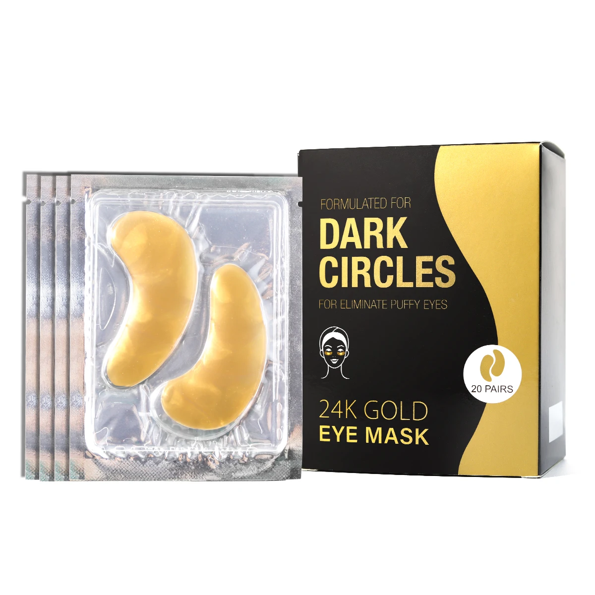 OEM ODM 24k Gold Eye Mask Dark Circle Hydrogel Eye Mask Removing Puffiness Bags Collagen Gel Eye Patch Under Eyepad Parches