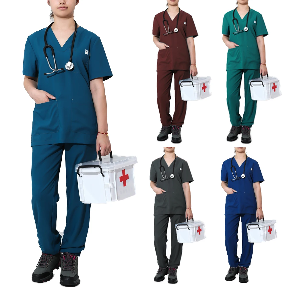 Wholesale Best Waterproof Scrubs For Nurse Spandex Strech Top Personalized Fashion Scrubs
