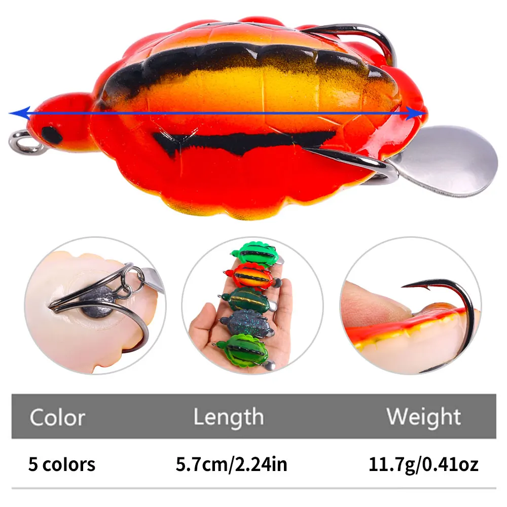 5.5CM 13.4G Wholesale Topwater turtle Lure Soft Fishing frog Lures with Spinner spoon Artificial Turtle Bait