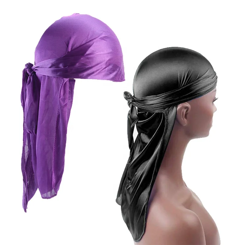 Headwear Headband Hair Accessories Pirate Hat Durag Cap Hip-Hop Bandana silky Long Wide Strap Pirate Hat