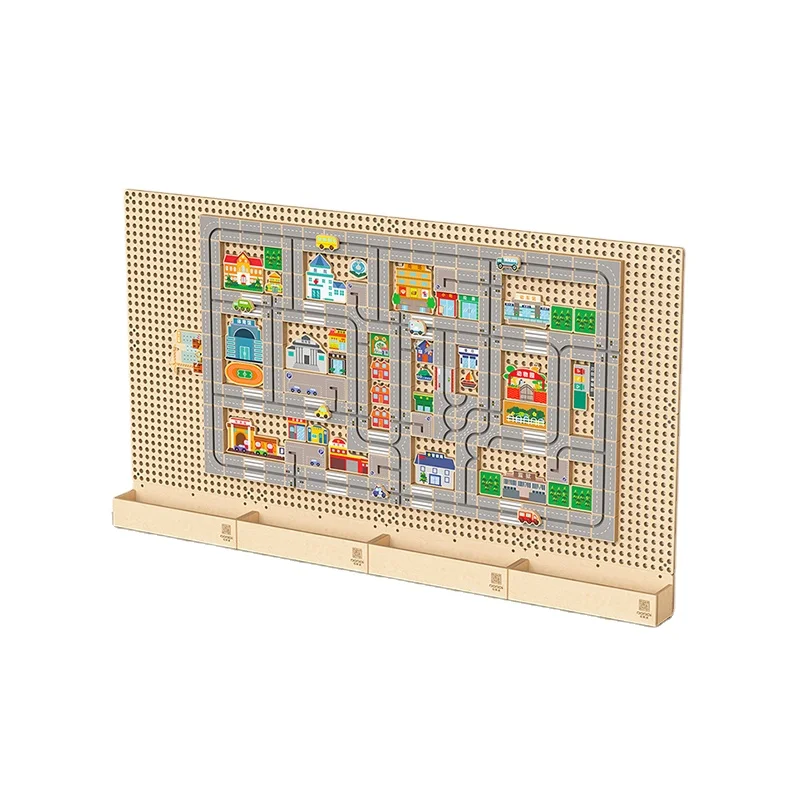 Building  Wooden Blocks Toys Educational Cool Science Urban Slide Models For Kids