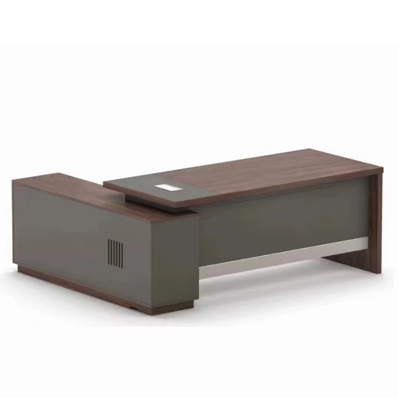 Practical Wooden Executive Office Corner Desk With Side Table Manager Director Single Workshop Work Office Table for Workspace