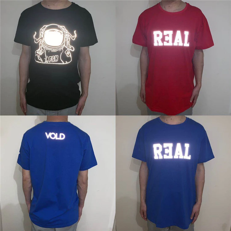 
Customized Heat Transfer reflective LOGO tshirt 