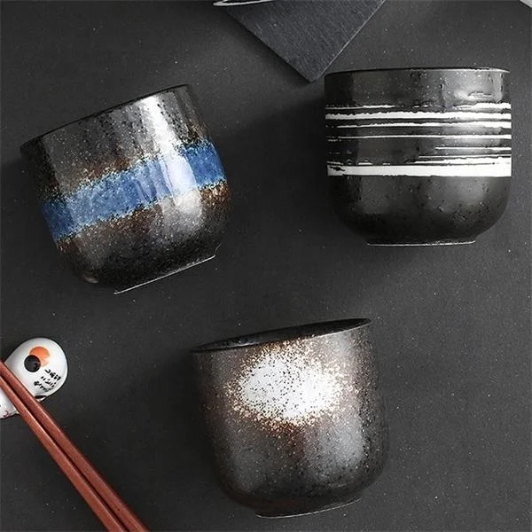 Reaction Glaze Japanese Style  Straight Drinking Retro Small Cups Sushi Tea Cups Ceramic Mug