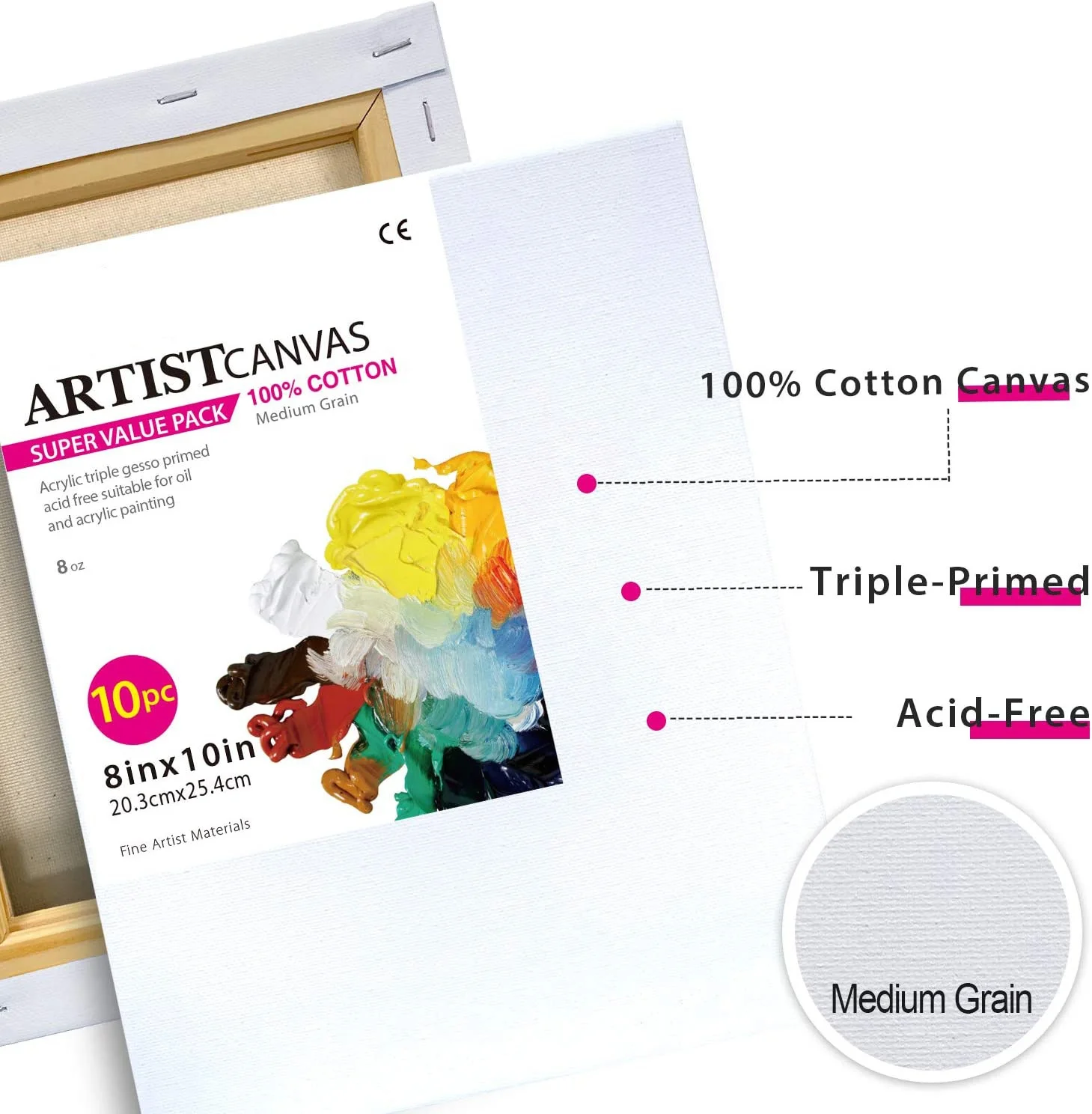 High Quality 280g Pure Cotton Blank Stretched Artist Oil Painting Canvas For Oil Painting And Acrylic Painting Canvas