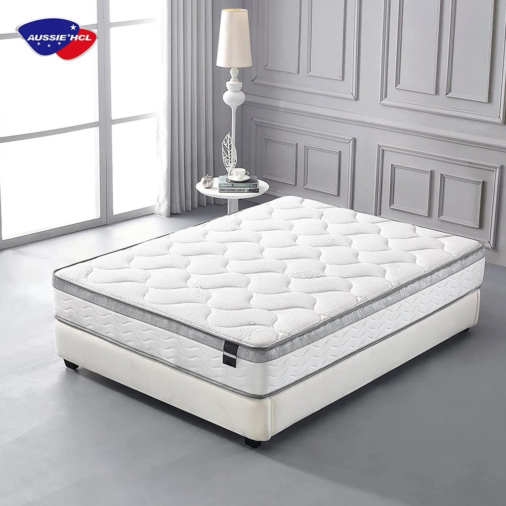 AUSSIE full inch mattresses the best factory roll into box sleeping well king double gel memory foam hybrid mattress