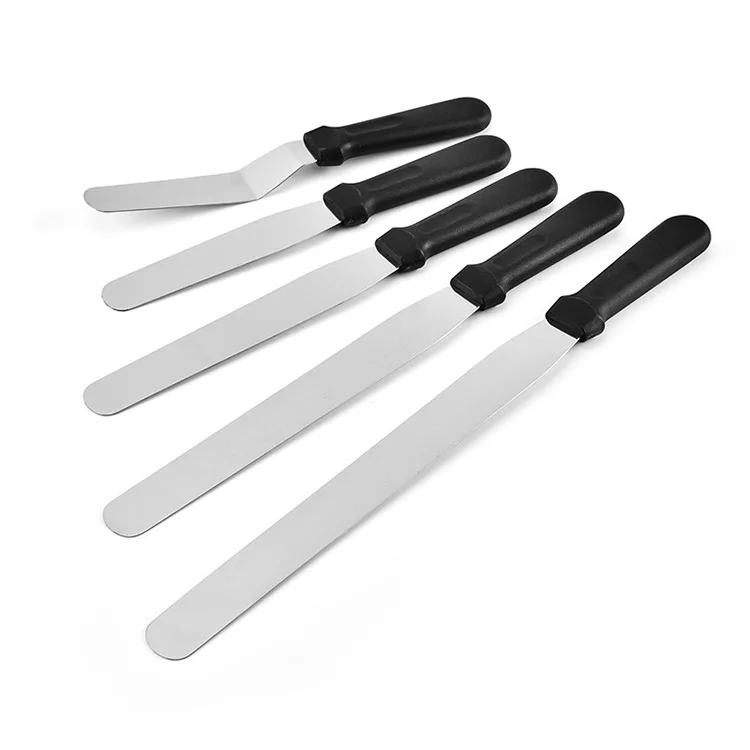 Cake Icing Spatula Butter and Sandwich Condiment Spreader Pallet Knife with Black Handle for Jam and Cream Cheese