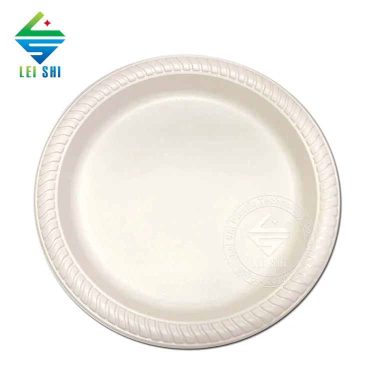 Bamboo biedegradable material plastic 6.6in round wedding cake plates food biodegradable disposable plates