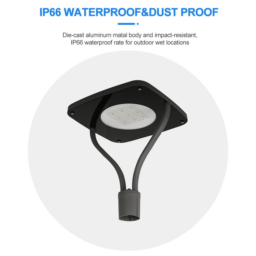 Outdoor LED Post Light Fixture Electric Exterior Lamp with IP66 Rating Pier Mount Base Anti-Corrosion Pole Lantern for Garden