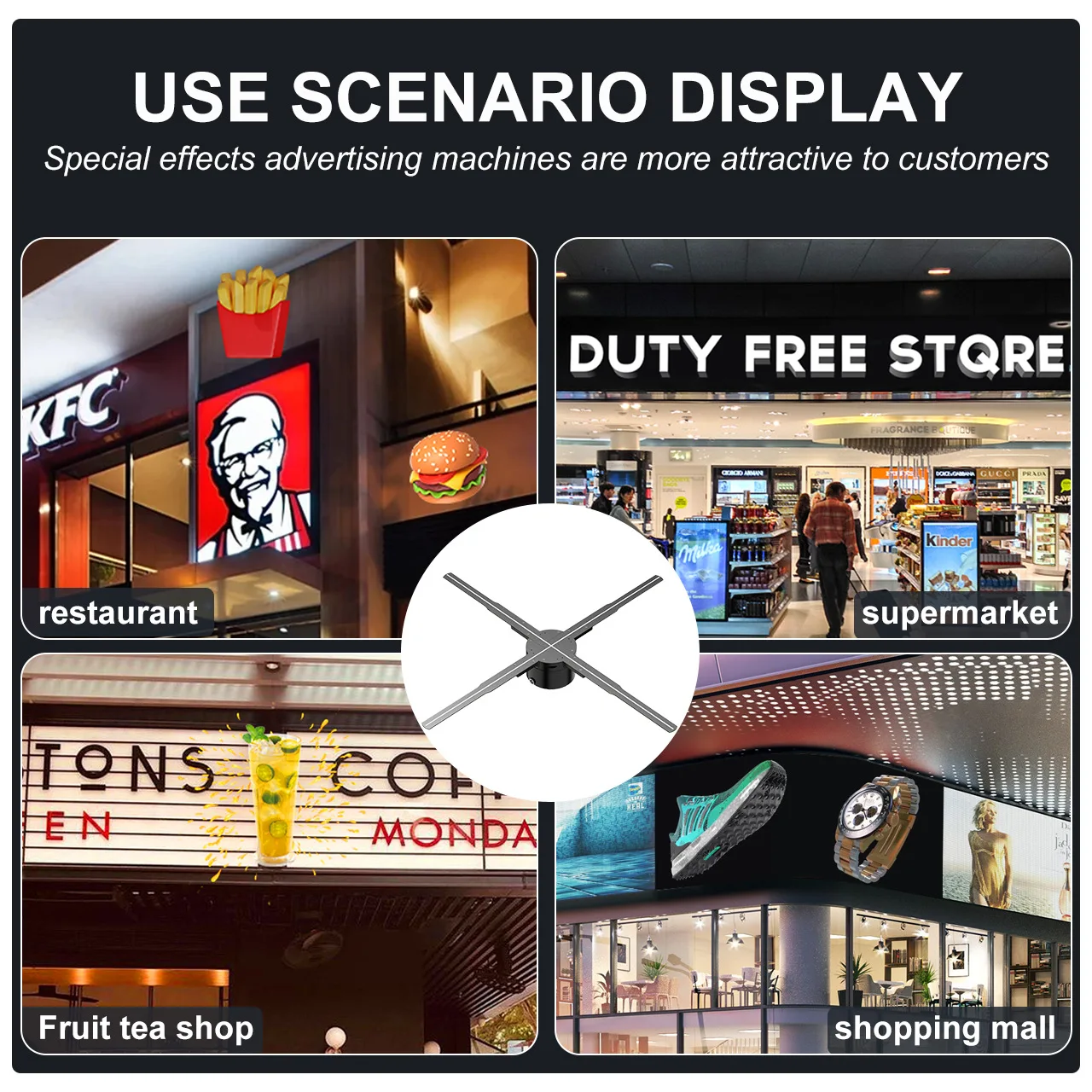 P65 65cm wifi led 3d holographic display hologram projector 3d hologram advertising fan