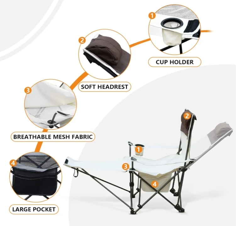 Outdoor folding recliner chair sun lounge chairs portable Camping  beach chaise lounge chair