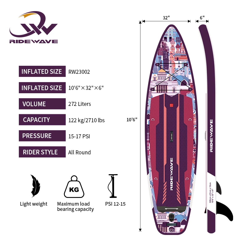 RIDEWAVE Manufacturer surfboard surf new design CE Certificate Watersports inflatable padle board sub supboard sup paddle board
