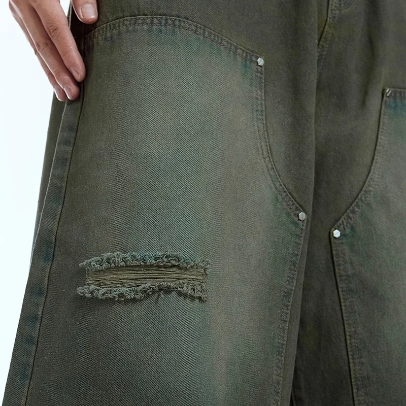 INFLATION Ripped Seven Denim Shorts Jean Men Double Knee Streetwear Manufacturer Hip Pop Jean Shorts